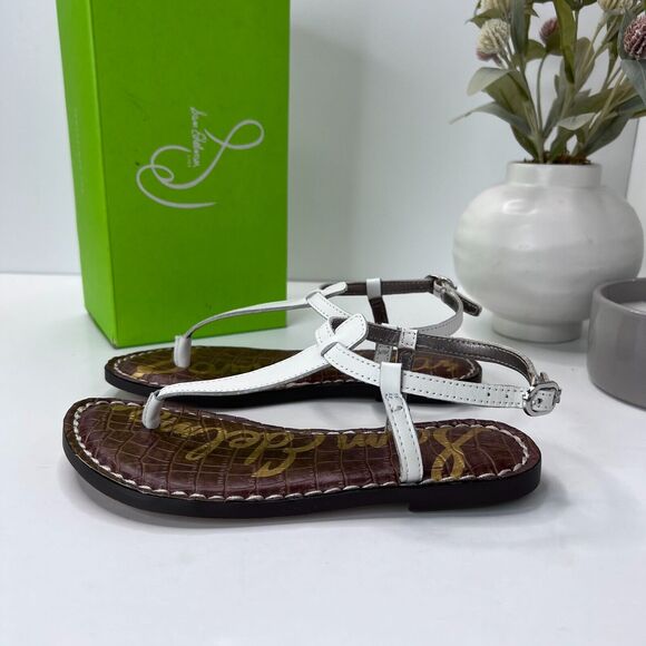 Sam Edelman Gigi Mini Leather Slingback T-Strap Sandals White Kid's 2M Tried On - Picture 1 of 10